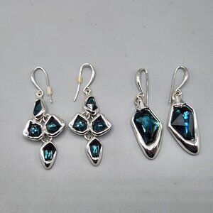RLM Soho Earrings Lot of 2 Silver / Turquoise Drop Brutalist